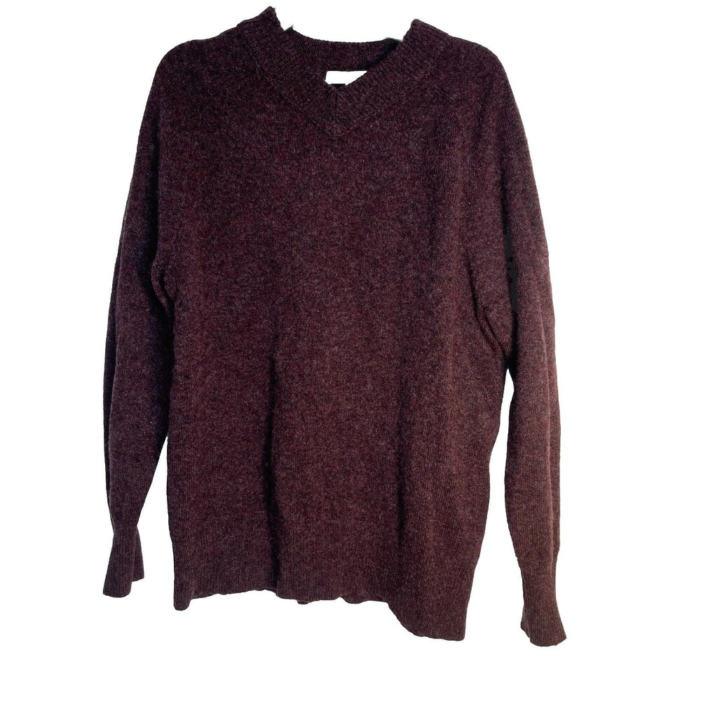 Madewell Merino Knit Wool Fisherman Core Sweater Dark Burgundy Sz XS
